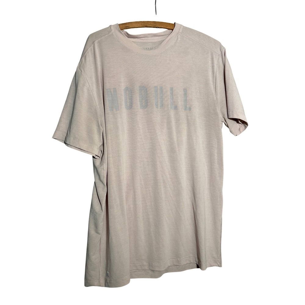 NOBULL Mens Short Sleeve Graphic Training Tee Tan Beige Logo T-Shirt Size M
